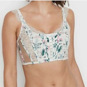 Victoria's Secret Floral Lace Bustier - Pink and White
